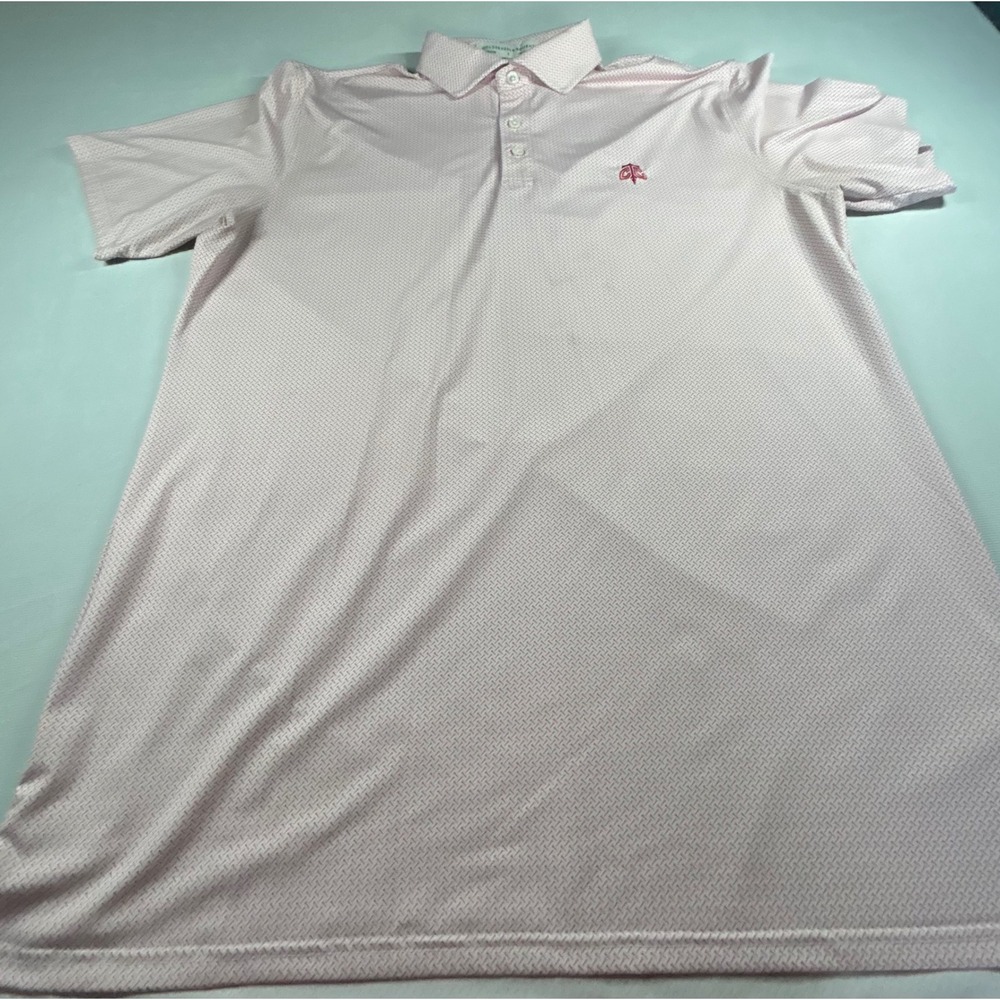 Holderness & Bourne Mens Tailored Fit Golf Polo Shirt Pink Pattern Size L - Picture 2 of 6